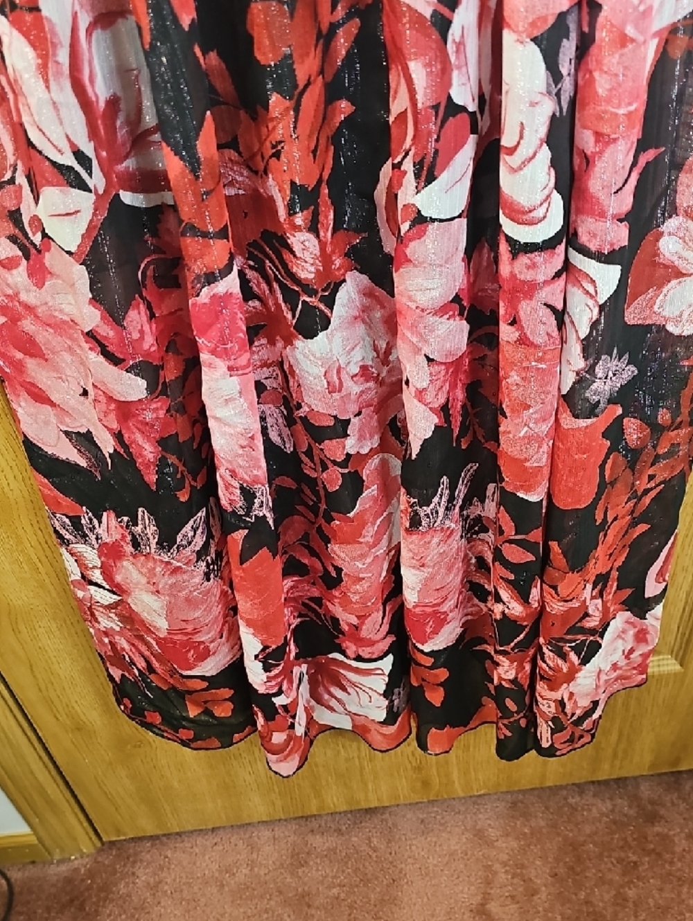 Sleeveless Black Maxi Dress with Pink & Red Floral Print - Picture 8 of 11